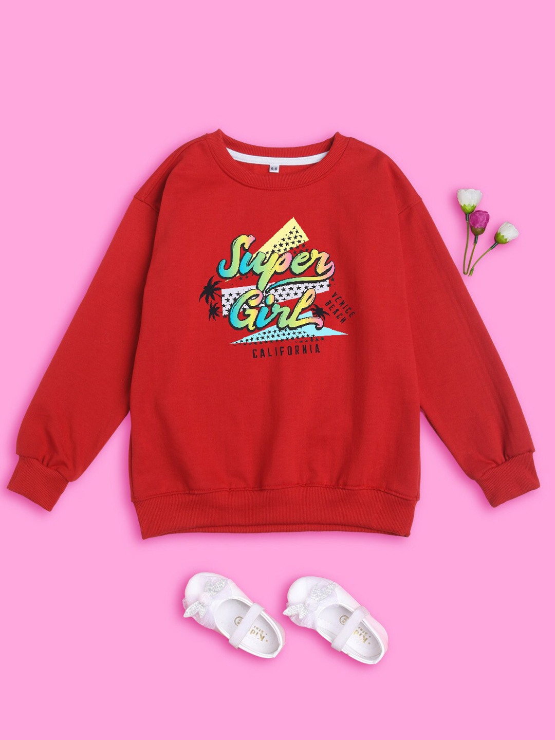 NUSYL Girls Typography Printed Oversized Sweatshirts