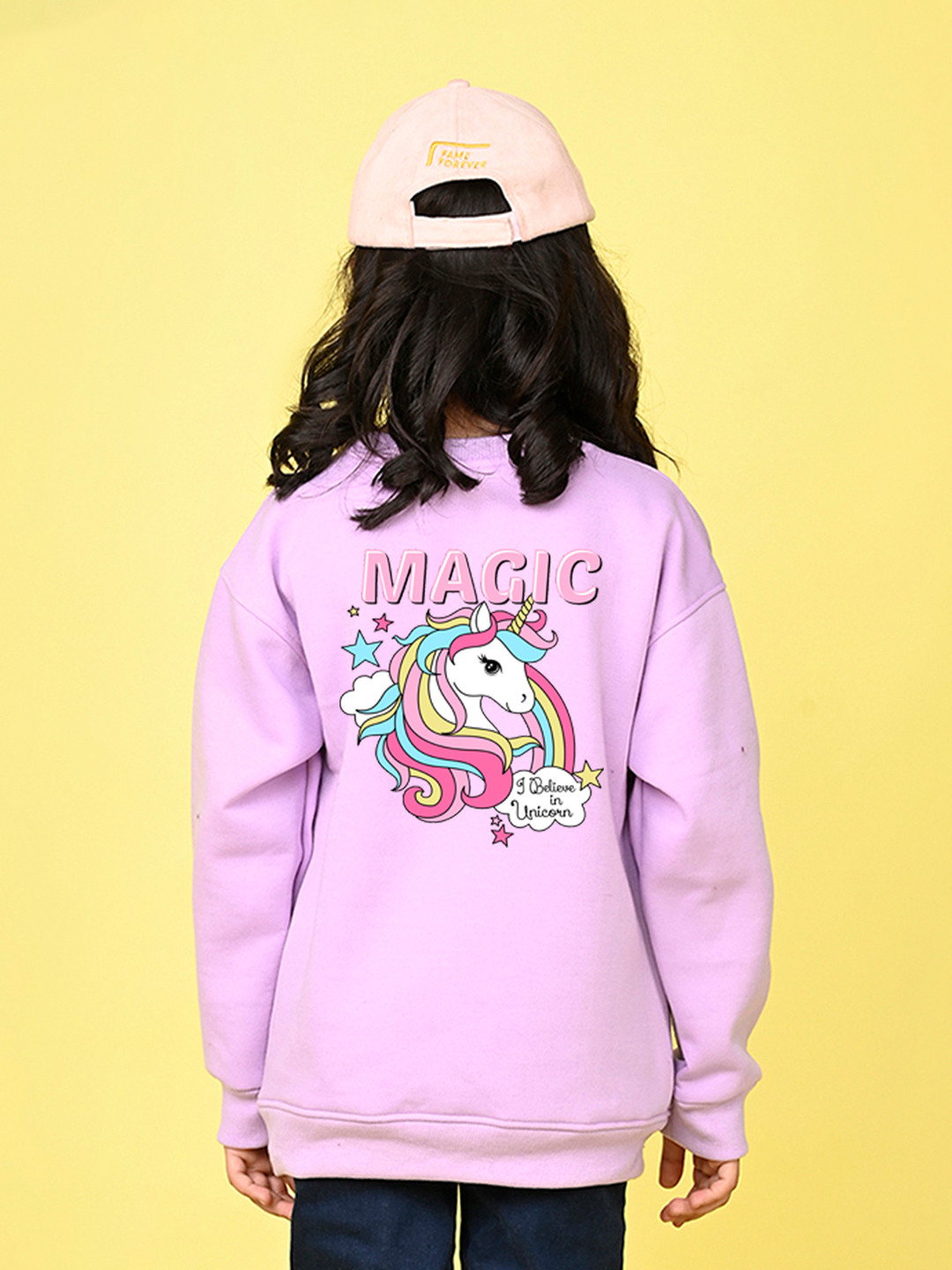 NUSYL Girls Unicorn Printed Fleece Oversized Sweatshirt