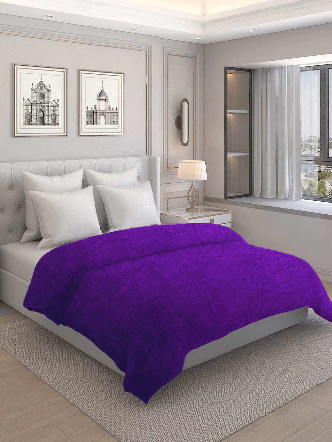 CG HOMES Purple Mink Heavy Winter 350 GSM Double Bed Blanket