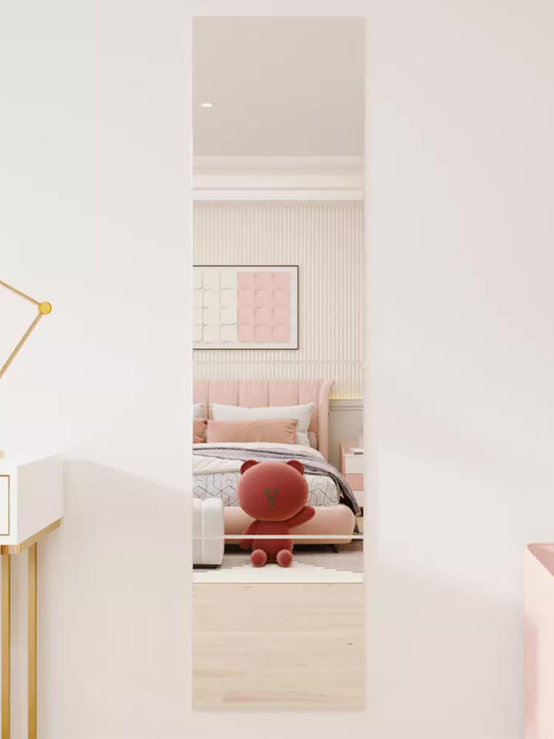 WallDaddy 4 Pcs Silver-Toned Self-Adhesive Square Mirror Wall Stickers