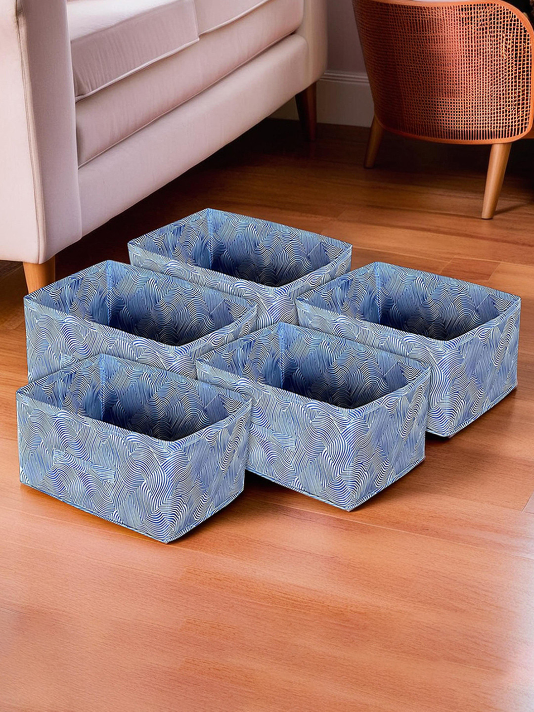 Kuber Industries Blue 5 Pieces Printed Replacement Drawer Storage Organisers