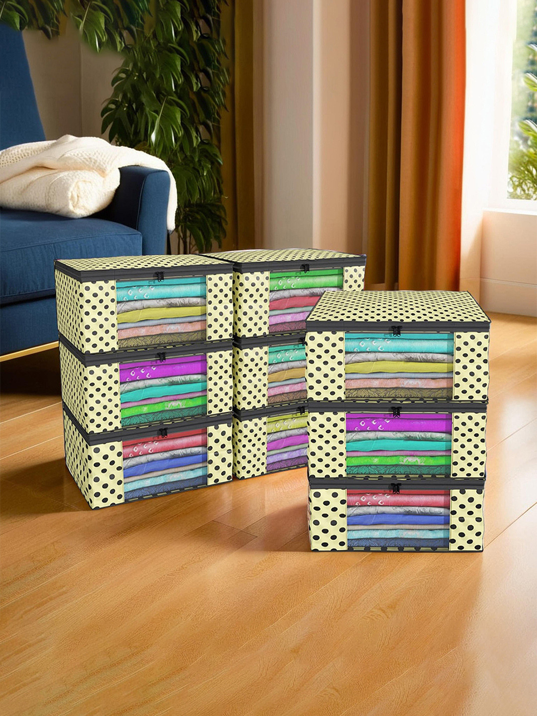 Kuber Industries Cream-Colored 9 Pieces Multi-Utility Organizers