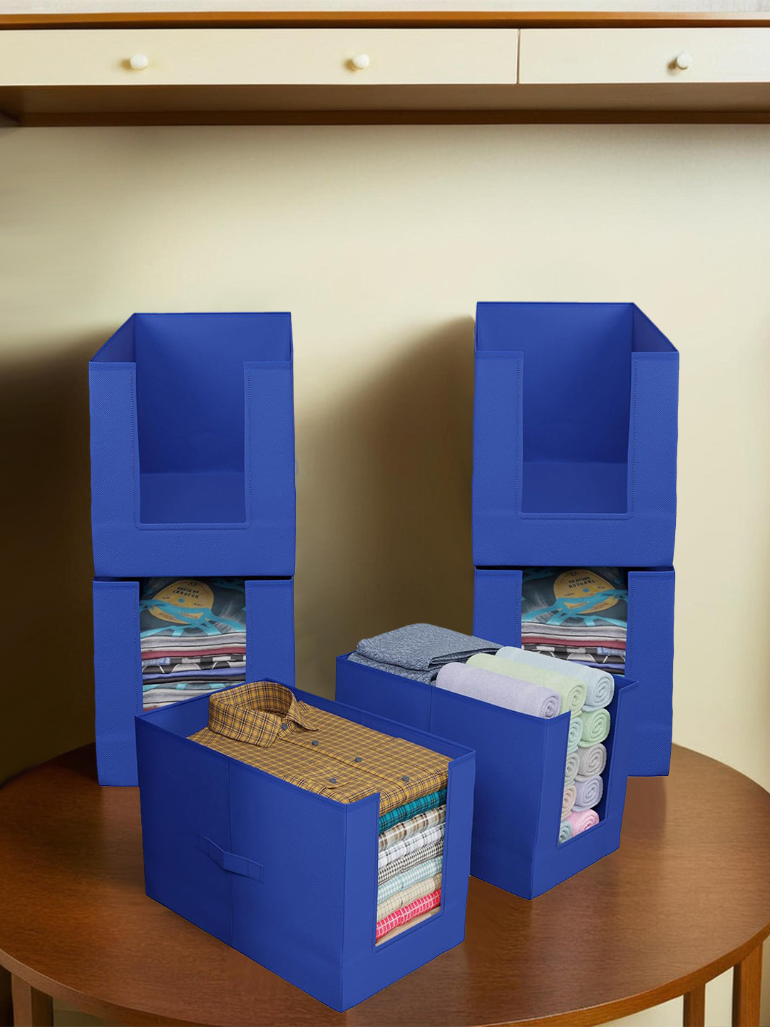 Kuber Industries Blue 6Pieces Multi-Utility Storage Boxes