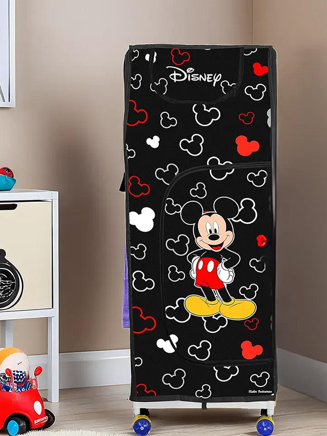 Kuber Industries Black Printed Multi-Utility 5 Shelves Foldable Storage Box