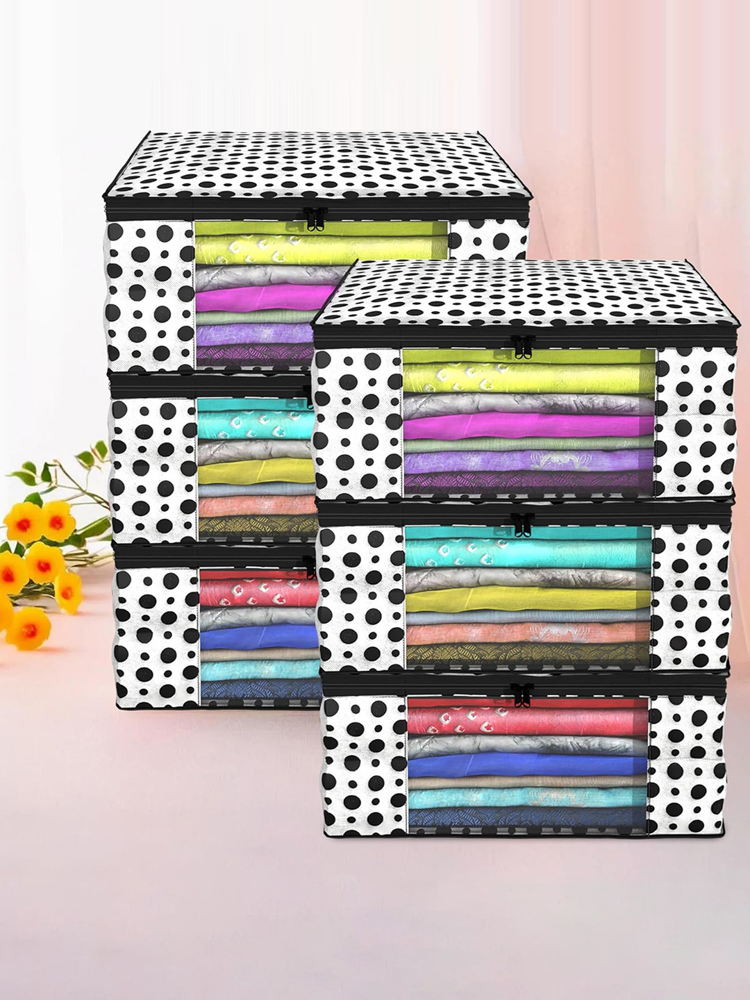 Kuber Industries Set of 6 Clothes Organizer For Wardrobe Storage Organizer Saree Covers