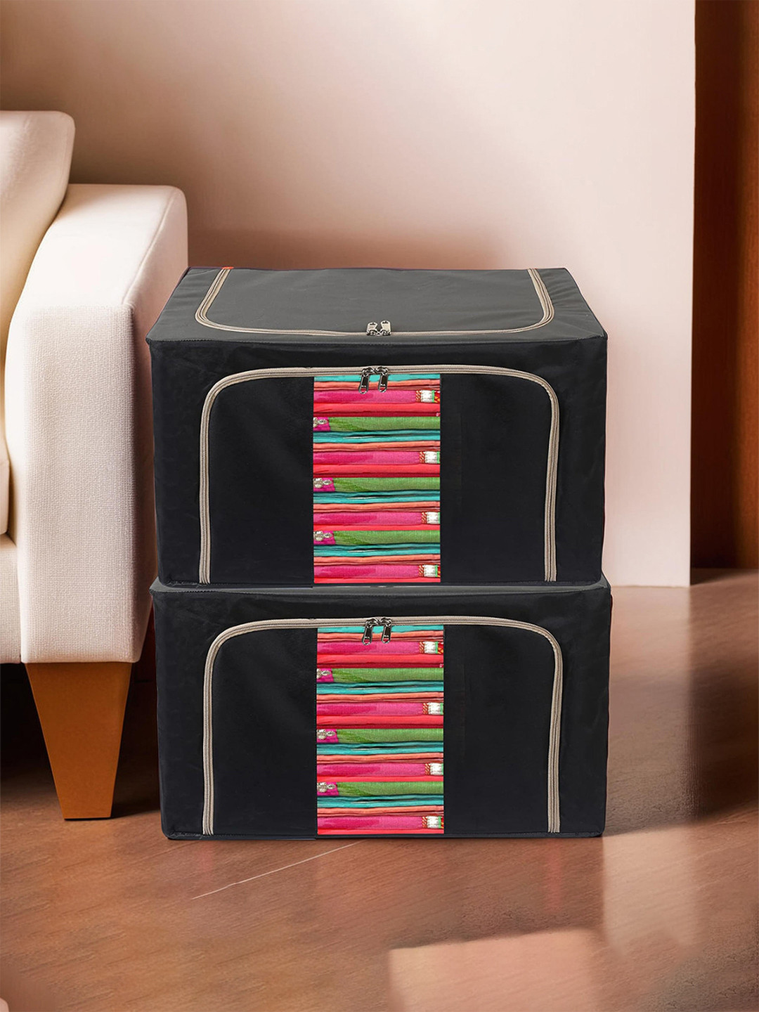Kuber Industries Black & Grey 2 Pieces Closet Organisers 24L