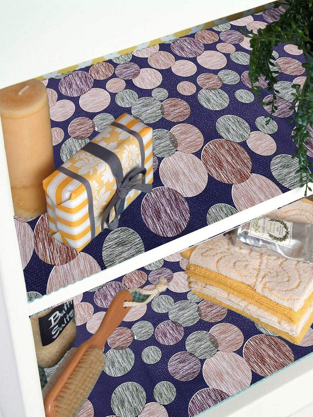 Kuber Industries Blue Design Wardrobe Kitchen Drawer Shelf Mat