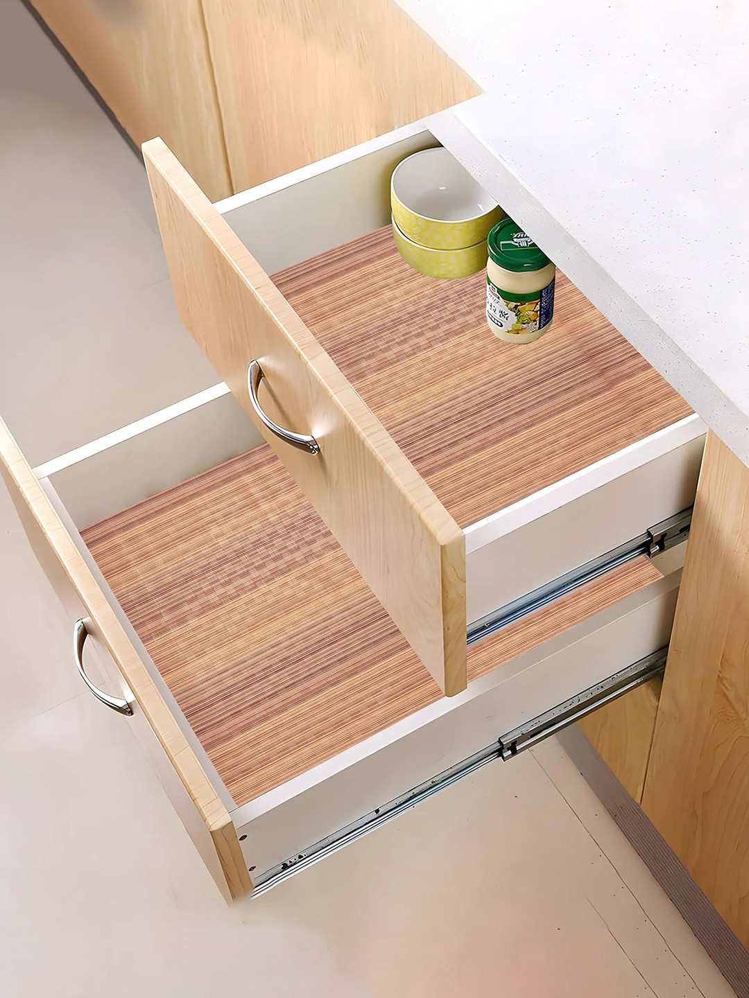 Kuber Industries Striped Wardrobe Kitchen Drawer Shelf Mat
