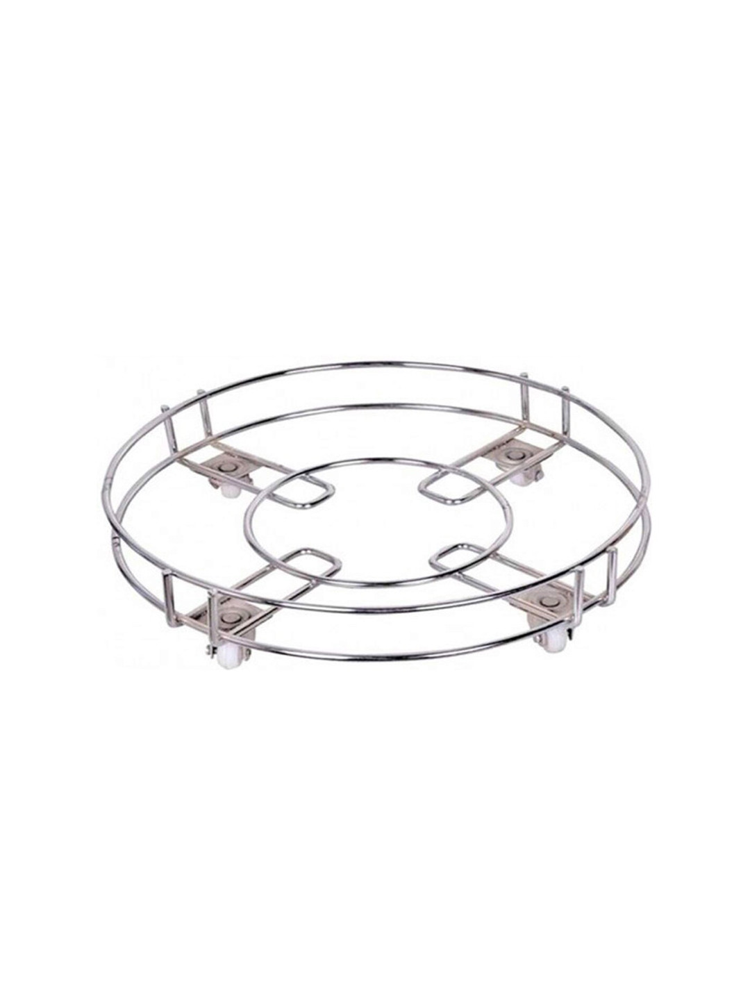 Kuber Industries Stainless Steel Cylinder Trolly with 4 Wheels