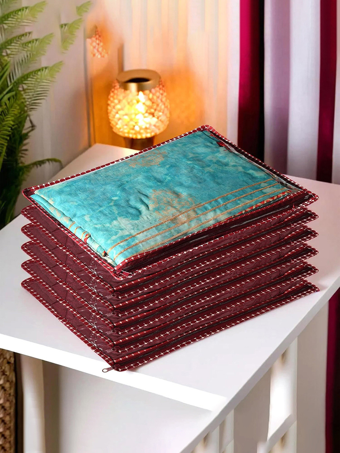 Kuber Industries 6 Pcs Saree Covers for Wardrobe Storage Organizer Shirt Dress Organizer