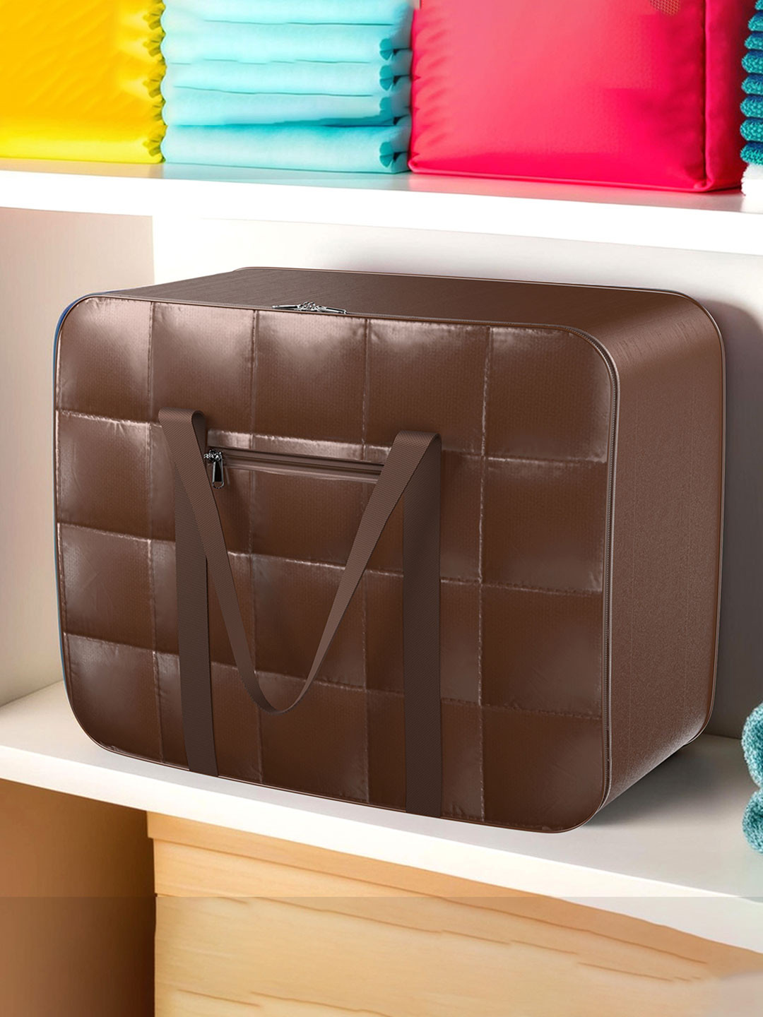 Kuber Industries Underbed Storage Bag Brown Parachute Jumbo Storage Organiser