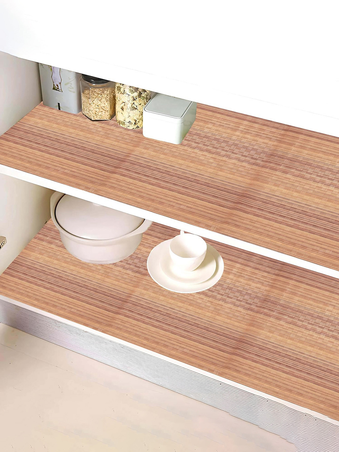 Kuber Industries Brown Textured Shelf Mat 5 Mtr Roll