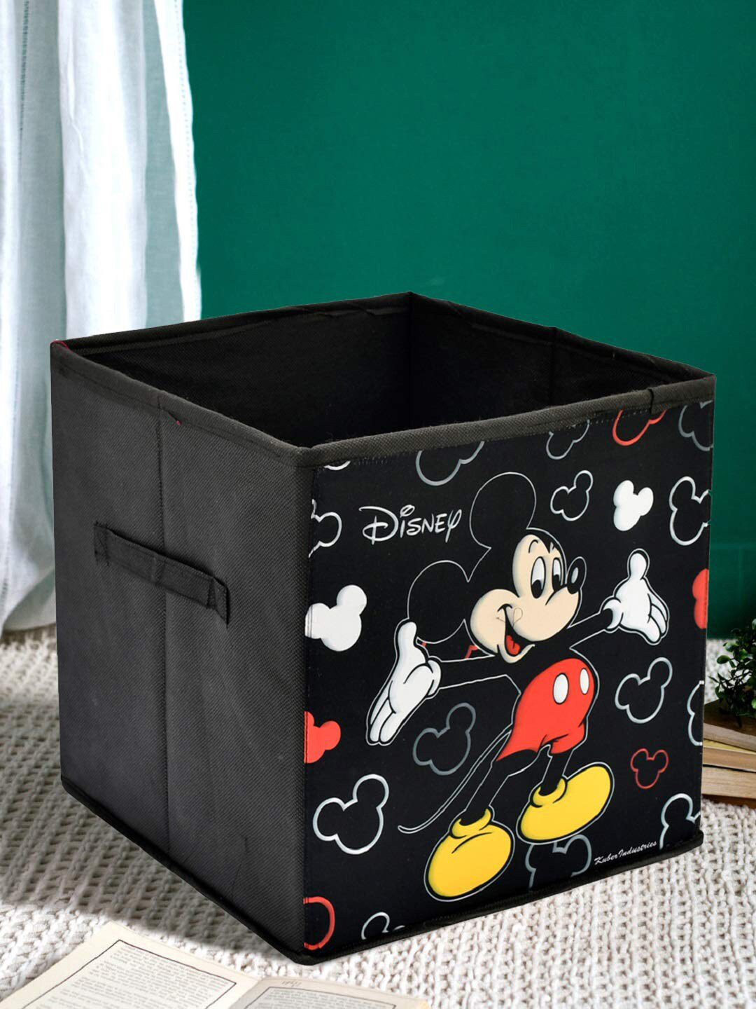 Kuber Industries Kids Black Disney Mickey Mouse Non Woven Fabric Foldable Storage Box