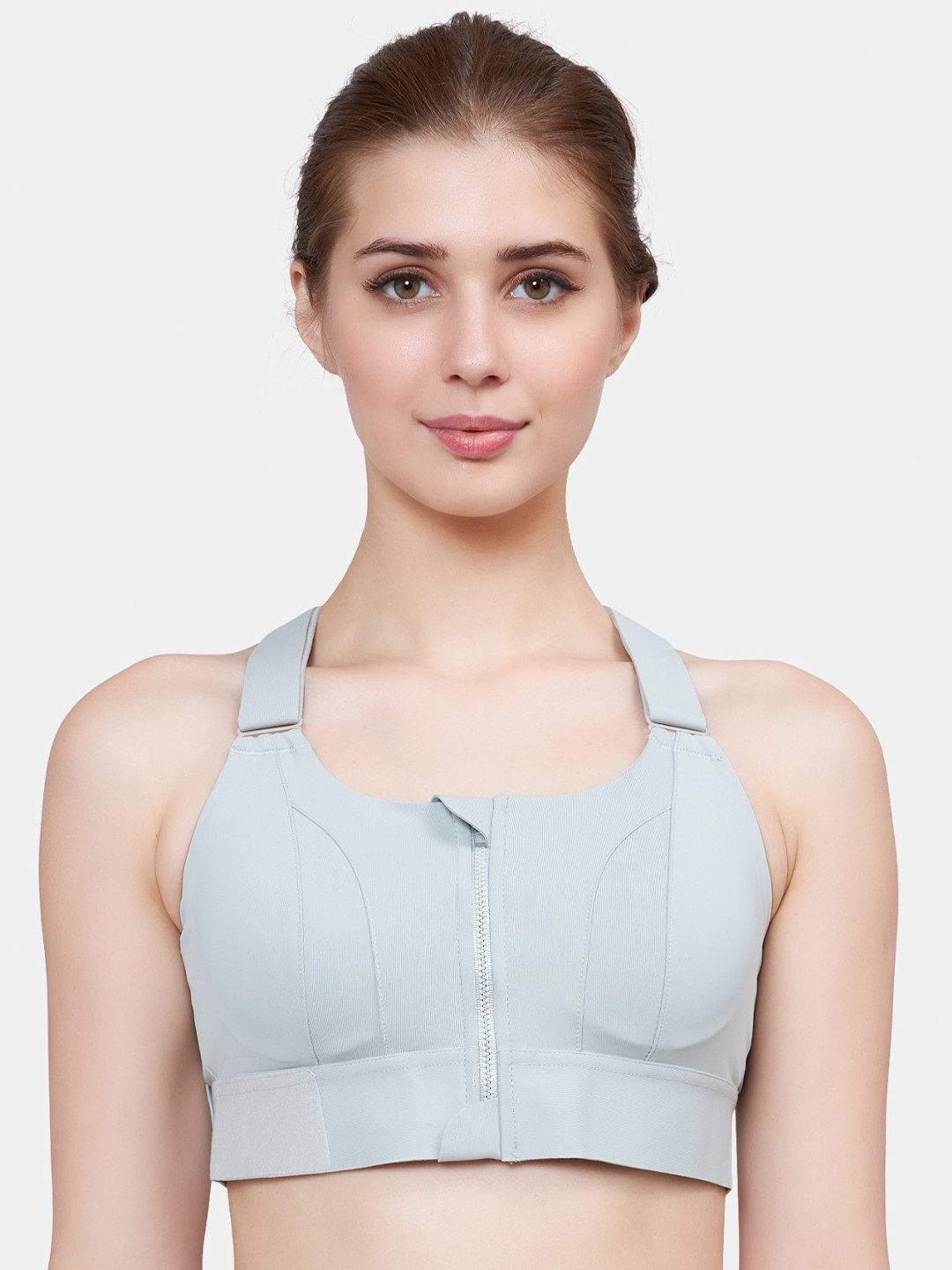 PLUMBURY Solid Full Coverage Rapid-Dry Lightly Padded Workout Bra With 360 Degree Support