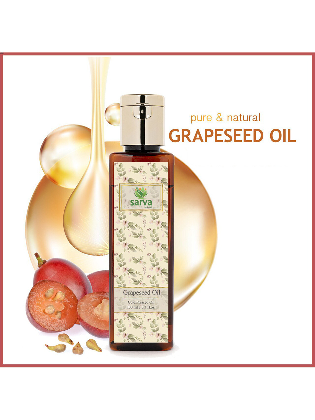 SARVA by Anadi Pure & Natural Undiluted Grapeseed Cold Press Oil For Hair Growth 100ml