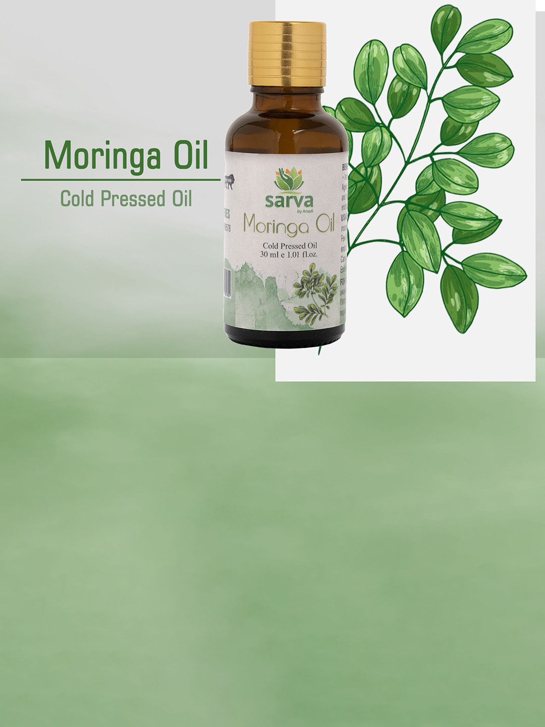 SARVA by Anadi Pure & Natural Undiluted Moringa Cold Press Oil For Hair Growth - 30ml