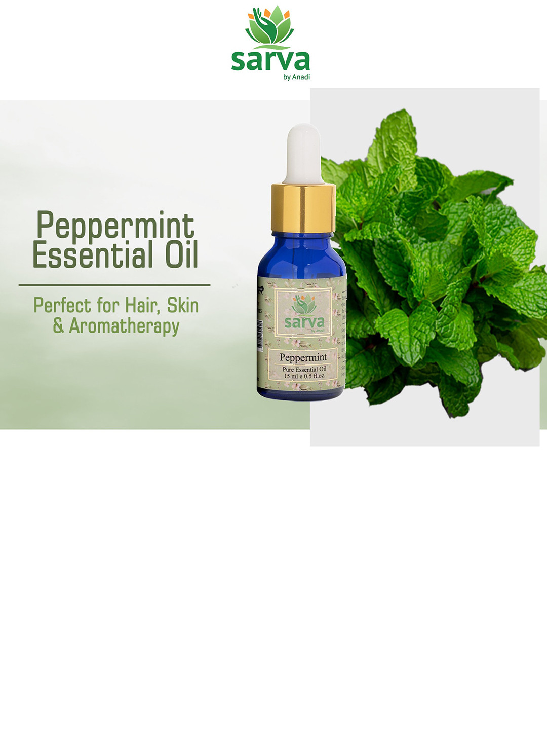 SARVA by Anadi Pure & Natural Undiluted Peppermint Essential Oil For Hair Growth - 15ml