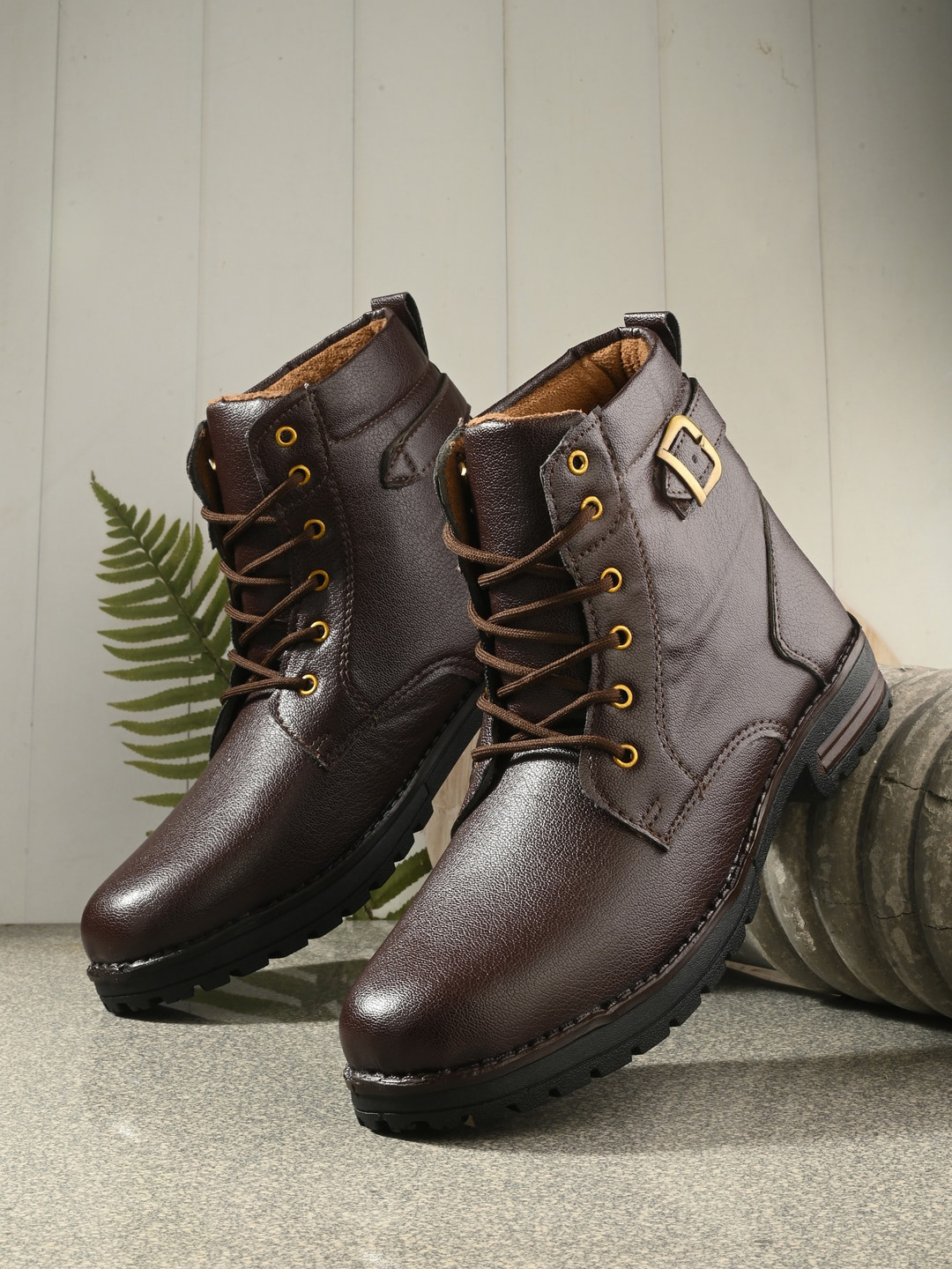 Woakers Men Textured Mid-Top Regular Boots