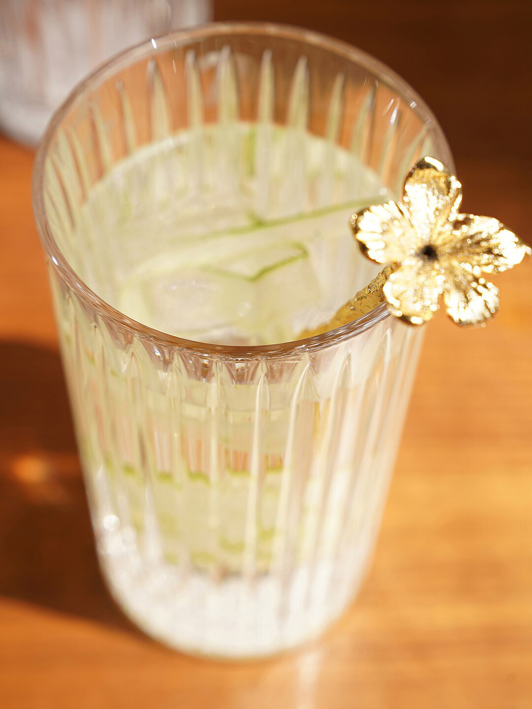 Pure Home and Living 6 Pcs Transparent Clear Ribbed Glass Highball Glasses