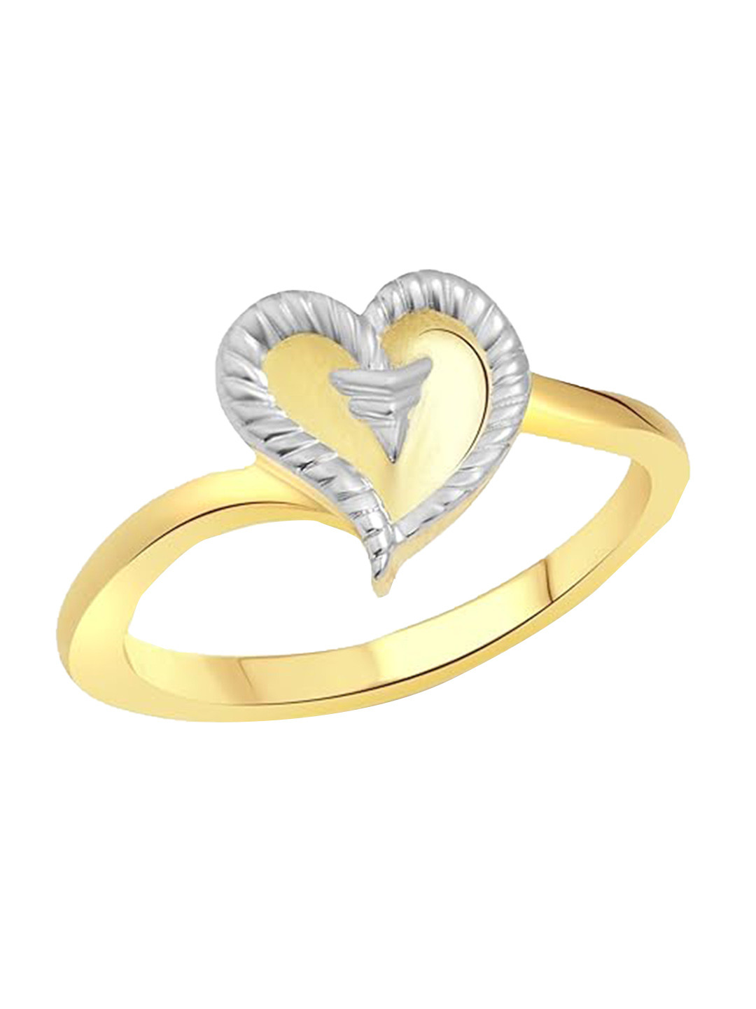 Vighnaharta Gold-Plated Arrow Heart Adjustable Finger Ring