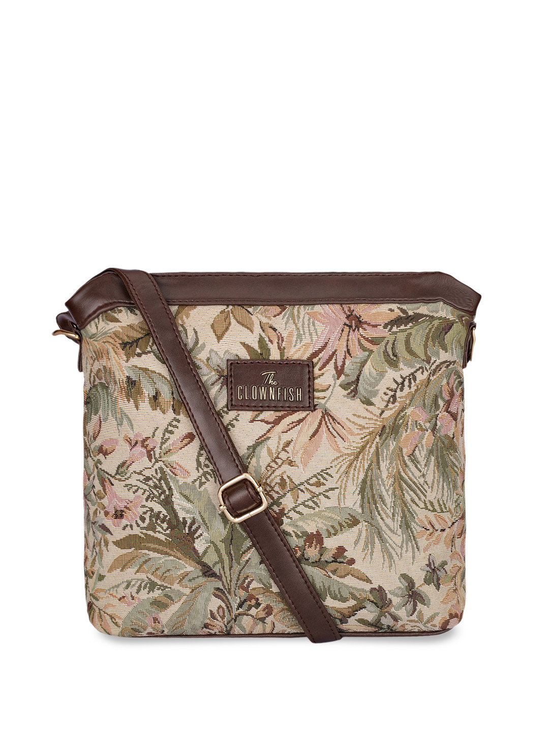 THE CLOWNFISH Flavia Floral Printed Structured Sling Bag