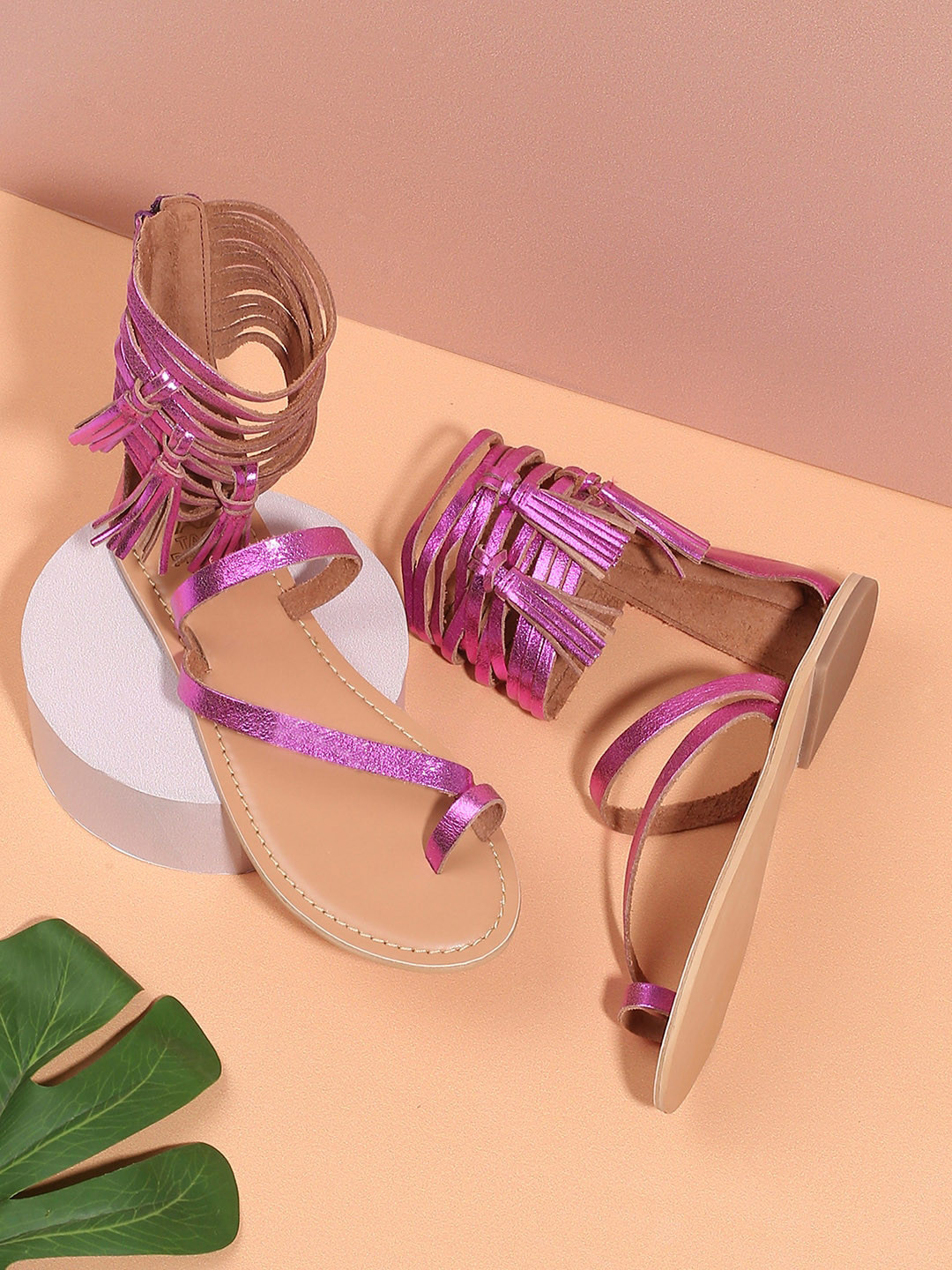 Tao Paris IVY Mid Top Leather Gladiators With Tassels