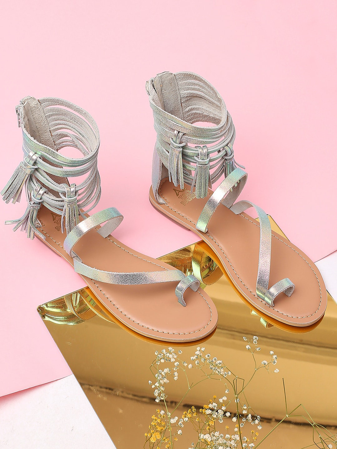 Tao Paris IVY Mid Top Leather Gladiators With Tassels