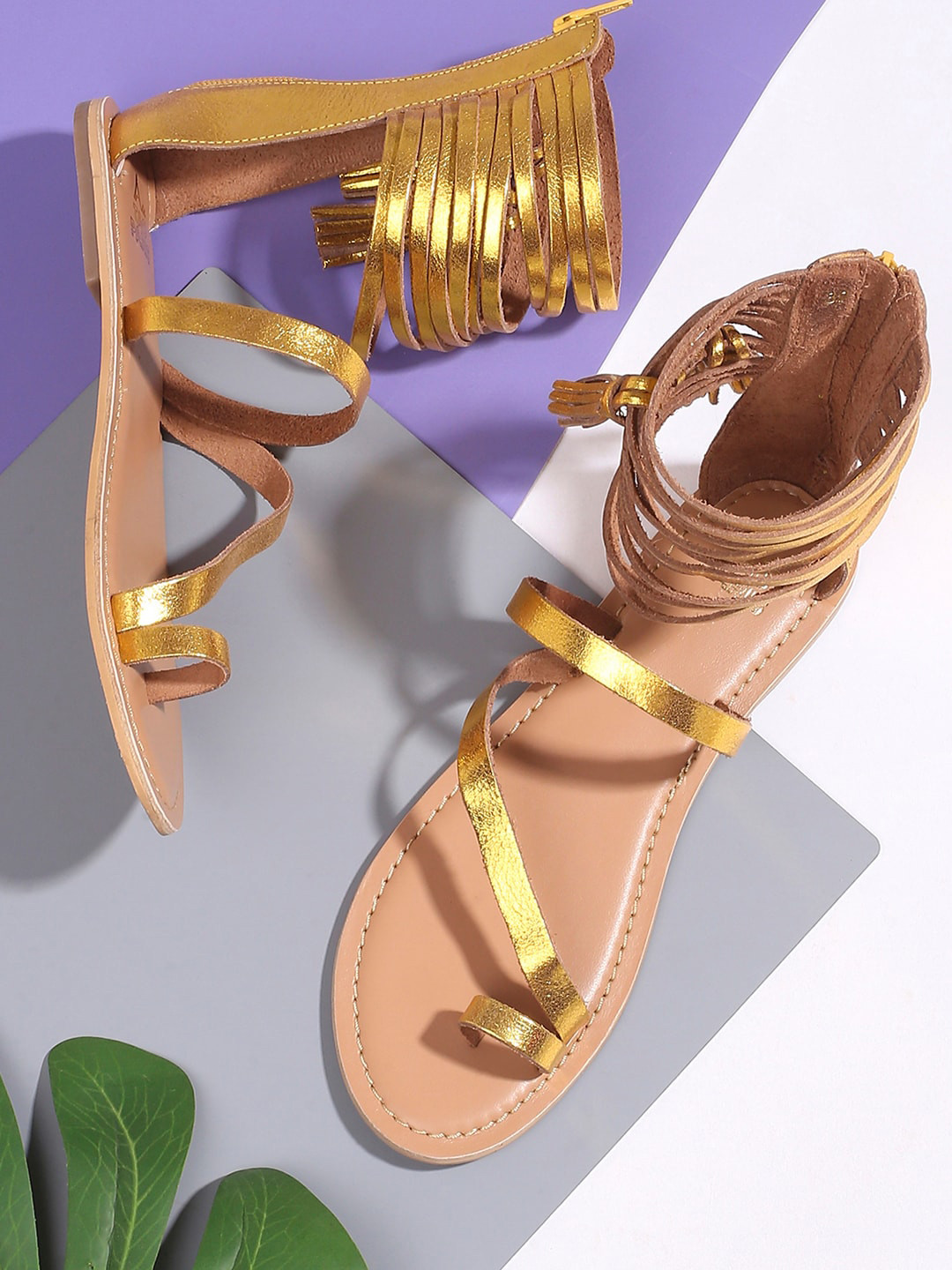 Tao Paris IVY Mid Top Leather Gladiators With Tassels