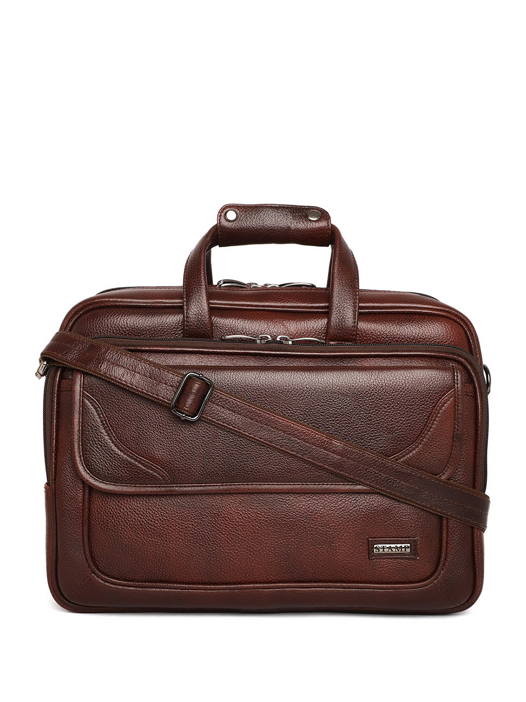 Stamp Unisex Leather Laptop Bag