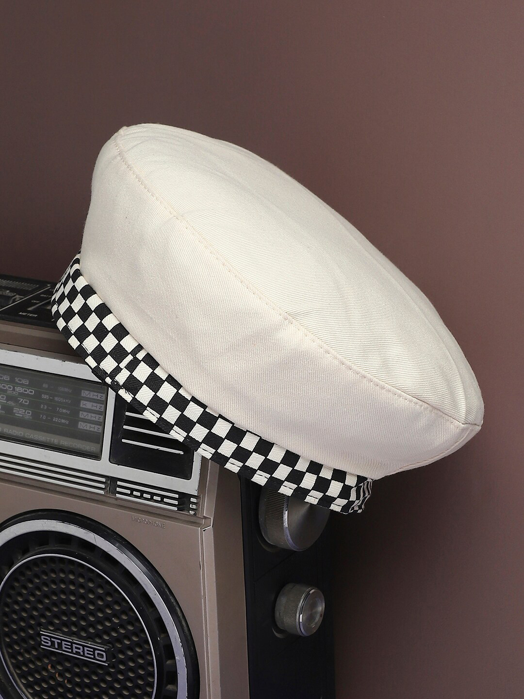 HAUTE SAUCE   Women Checkered Lined Beret Hat