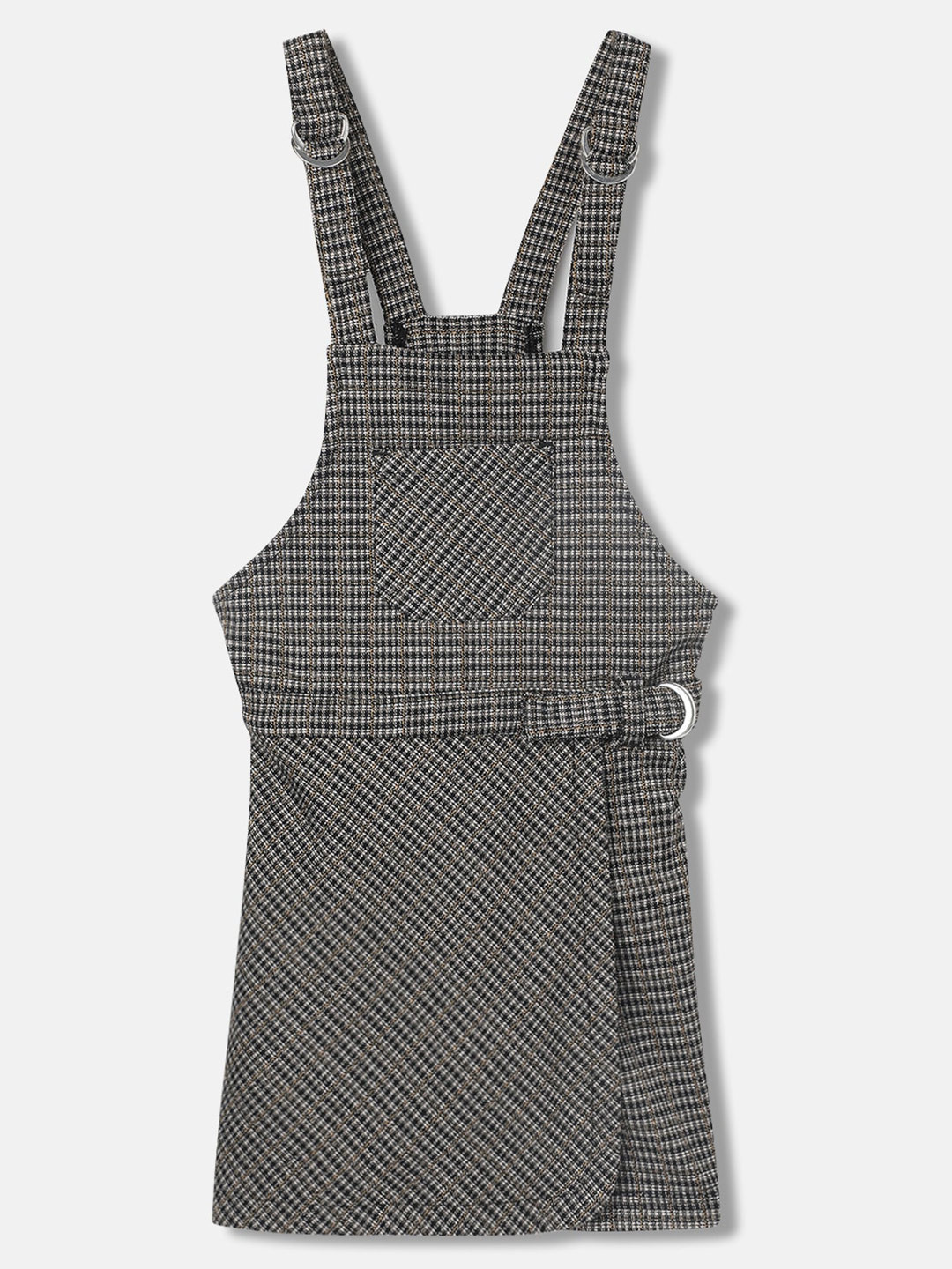 Blue Giraffe Girls Shoulder Straps Checked Smocked Pinafore Dress