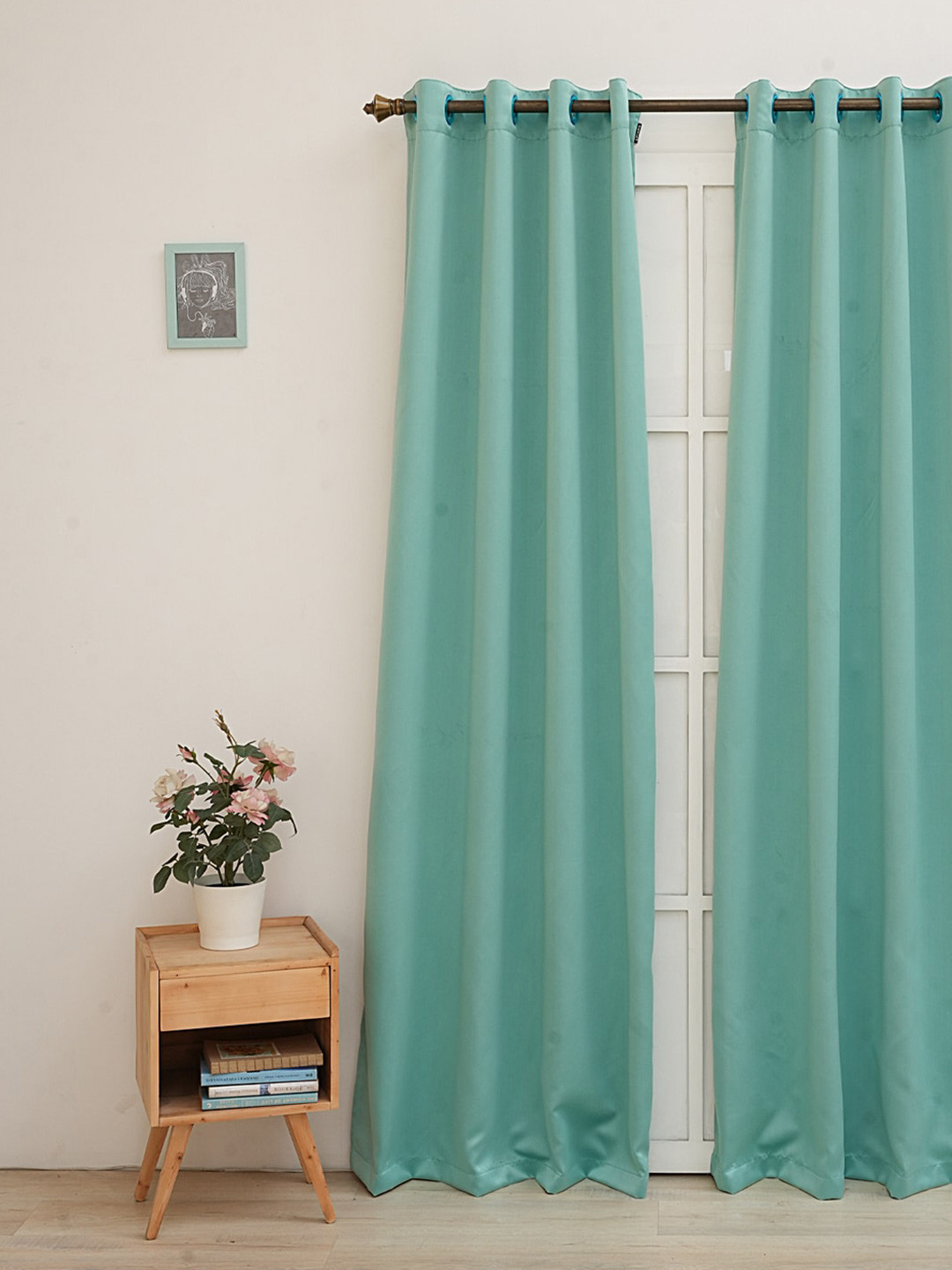 Ariana Zebra Blue Black Out Door Curtain