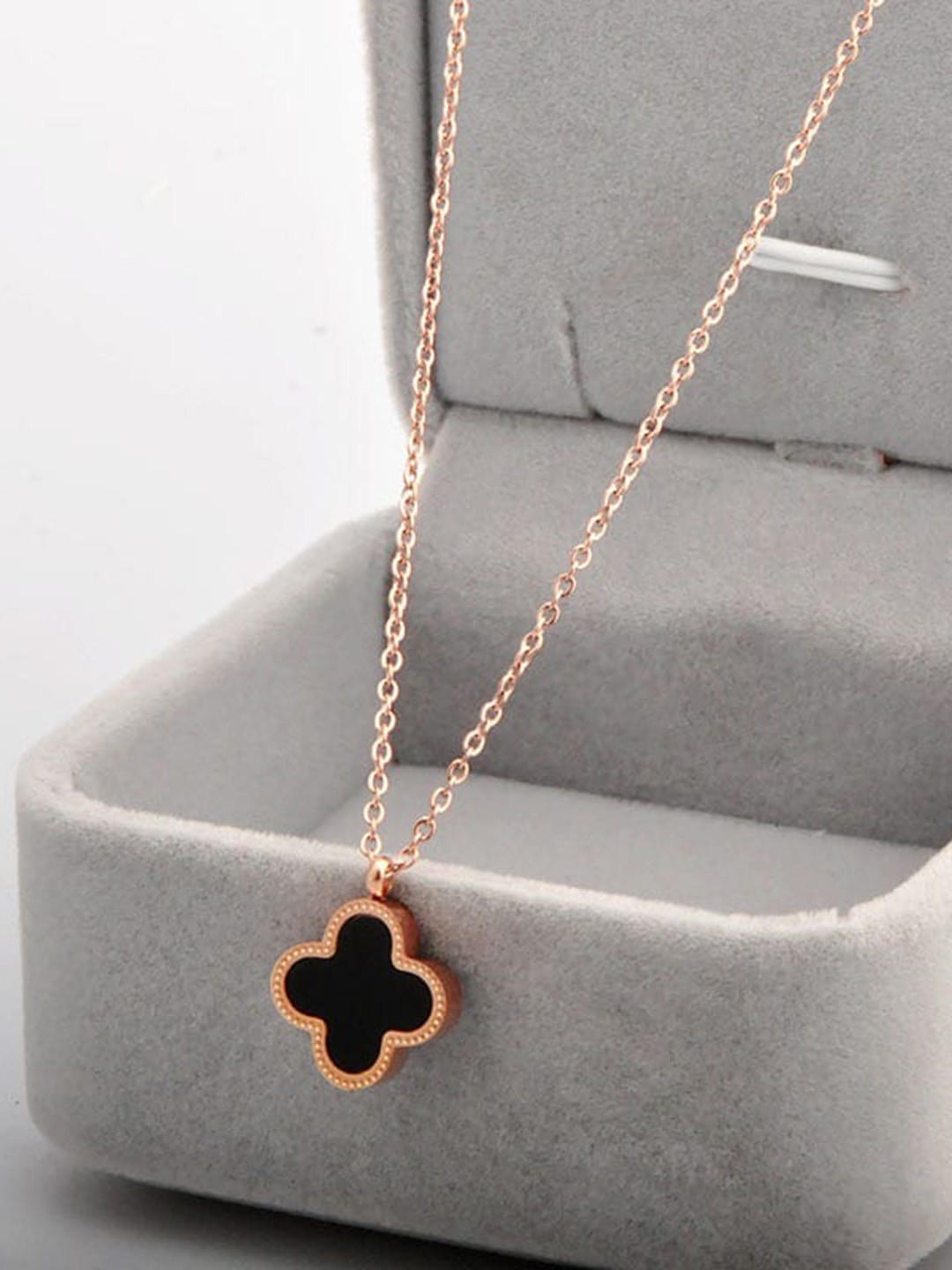 MYKI Rose Gold-Plated Reversible Flower Shaped Pendant Chain