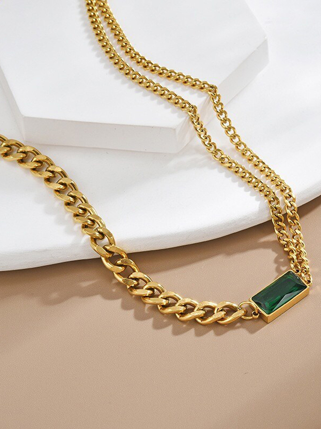 MYKI Gold-Plated Diamond Shaped Pendant Chain