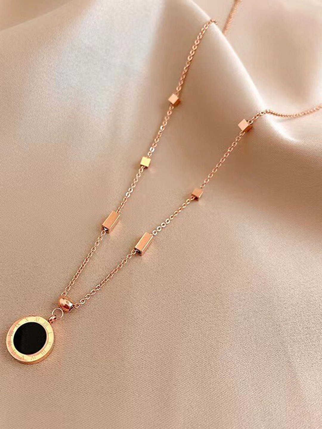 MYKI Rose Gold-Plated Roman Reversible Shaped Pendant Chain