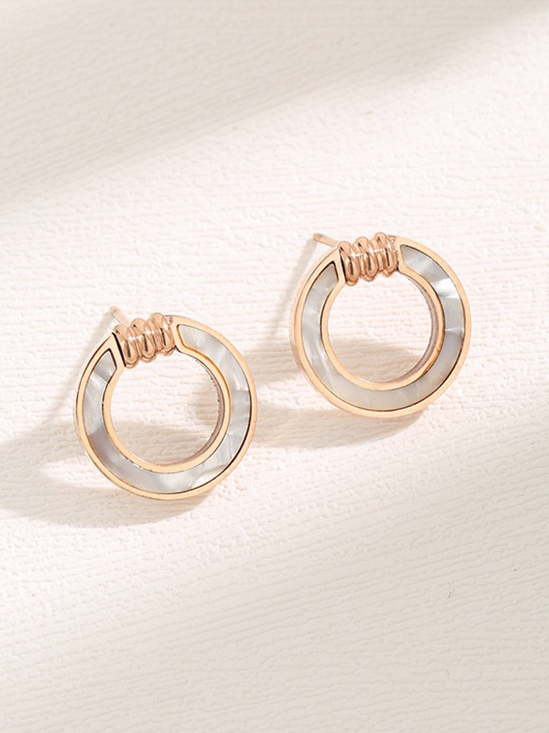 MYKI Stainless Steel Rose Gold Plated Stud Earrings