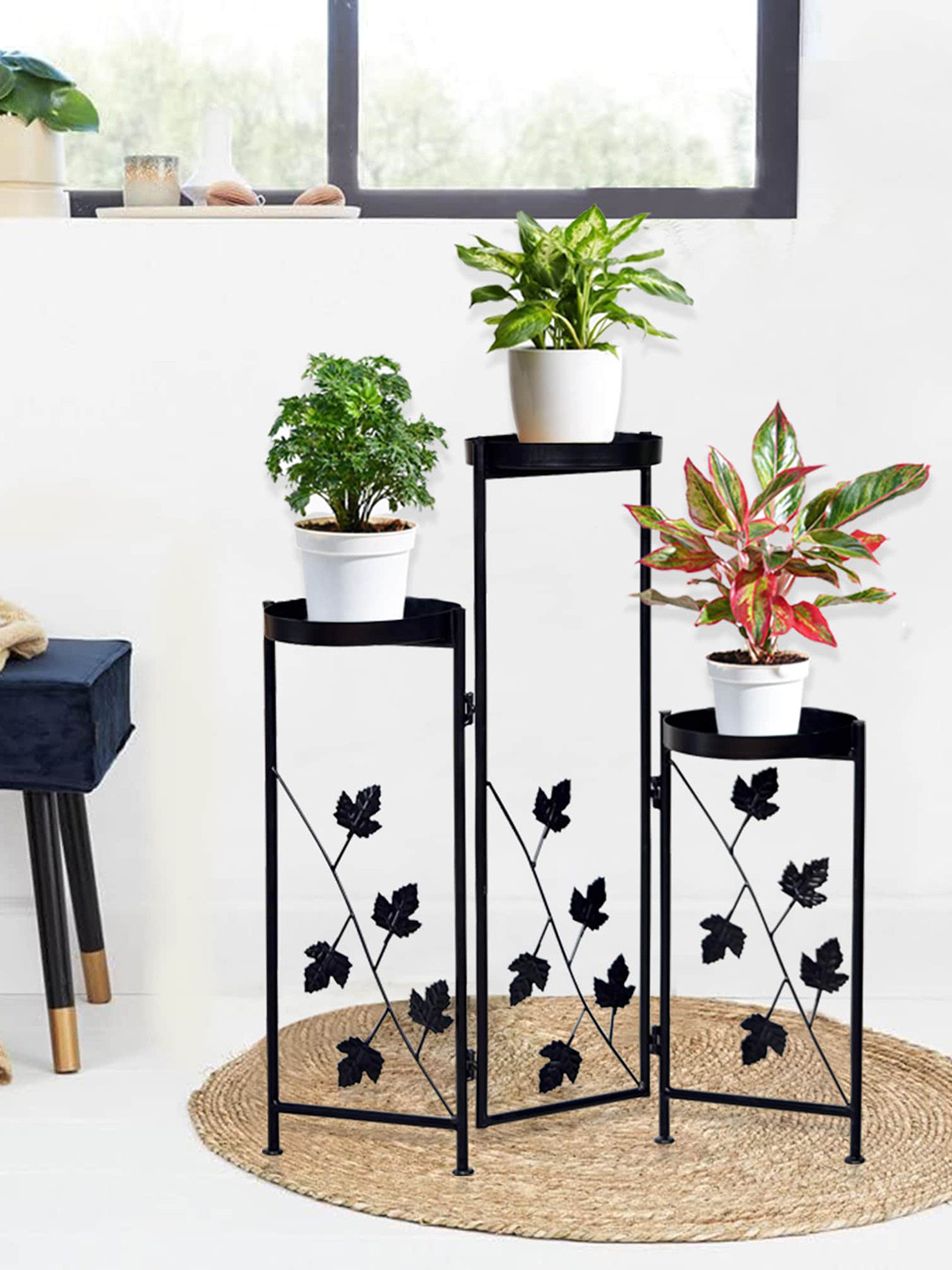 Homesake Black 3 Tier Flower Pot Holder Shelf Pot Organizer