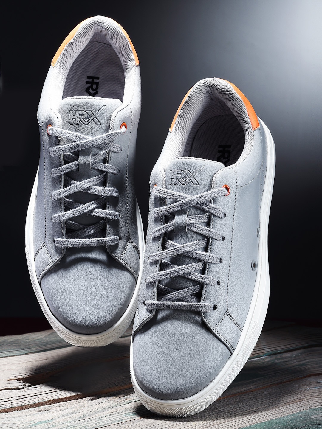 HRX by Hrithik Roshan Men Grey & Brown Comfort Insole Contrast Sole Sneakers
