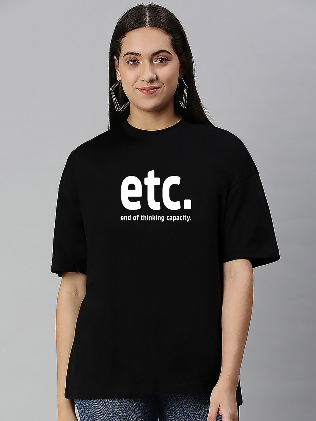 Harvard Black Typography Printed Round Neck Cotton Oversize Tshirt