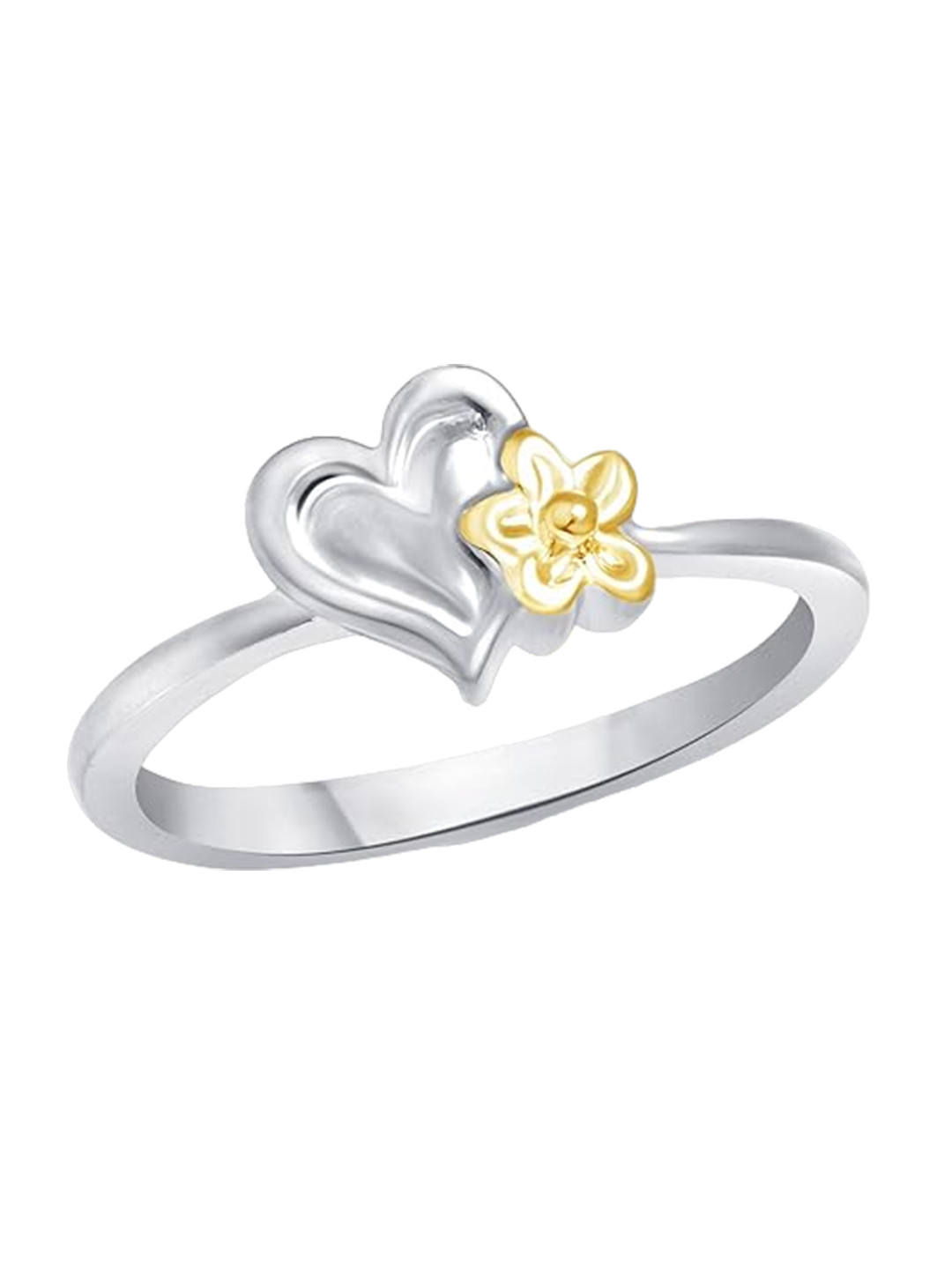 Vighnaharta Rhodium-Plated Flory Heart Ring