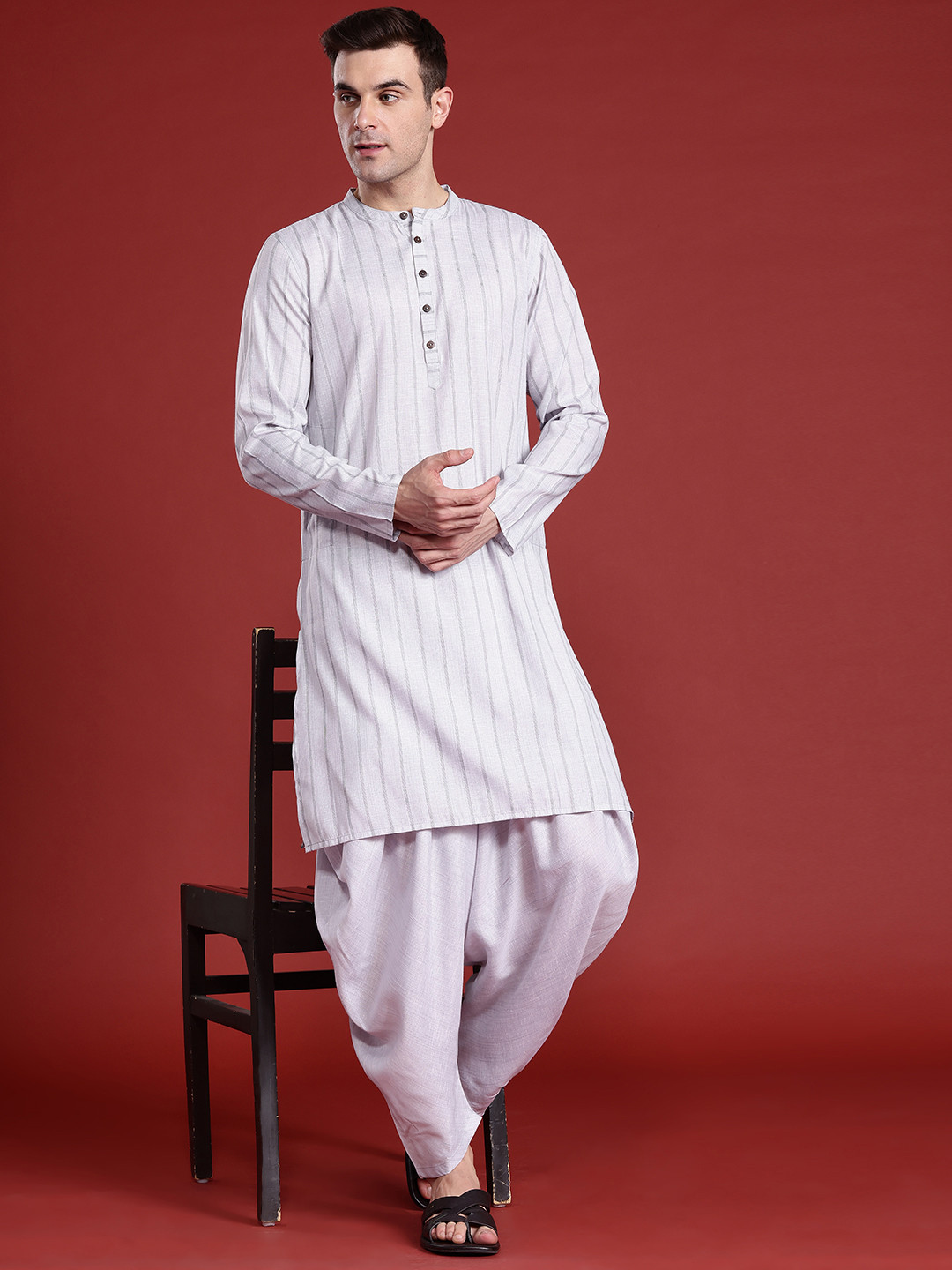 Anouk Men Striped Kurta with Salwar
