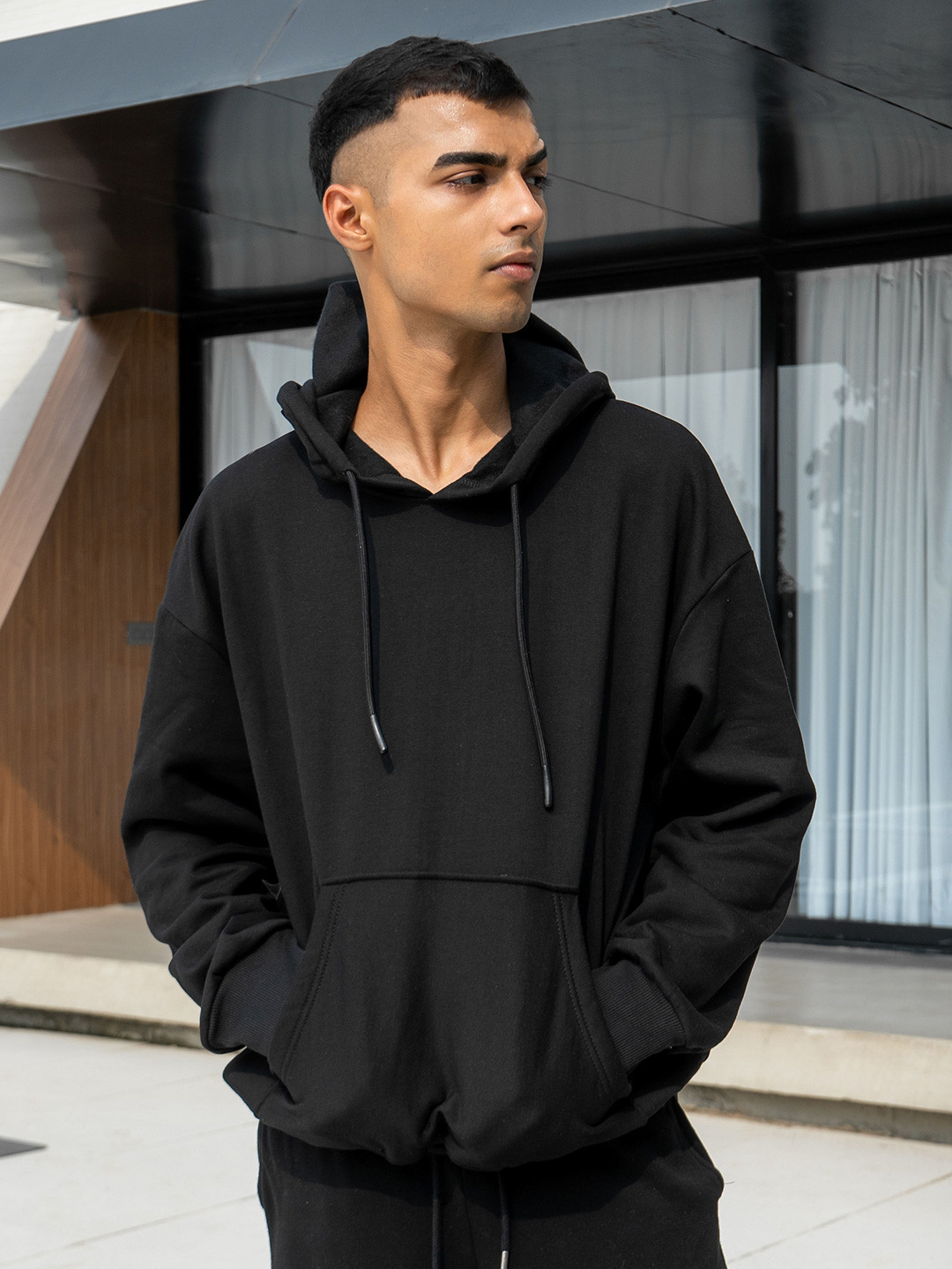 COLOR CAPITAL Hooded Pure Cotton Pullover Sweatshirt