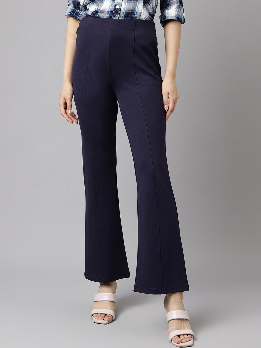 Latin Quarters Women High-Rise Pleated Nylon Regular Trousers