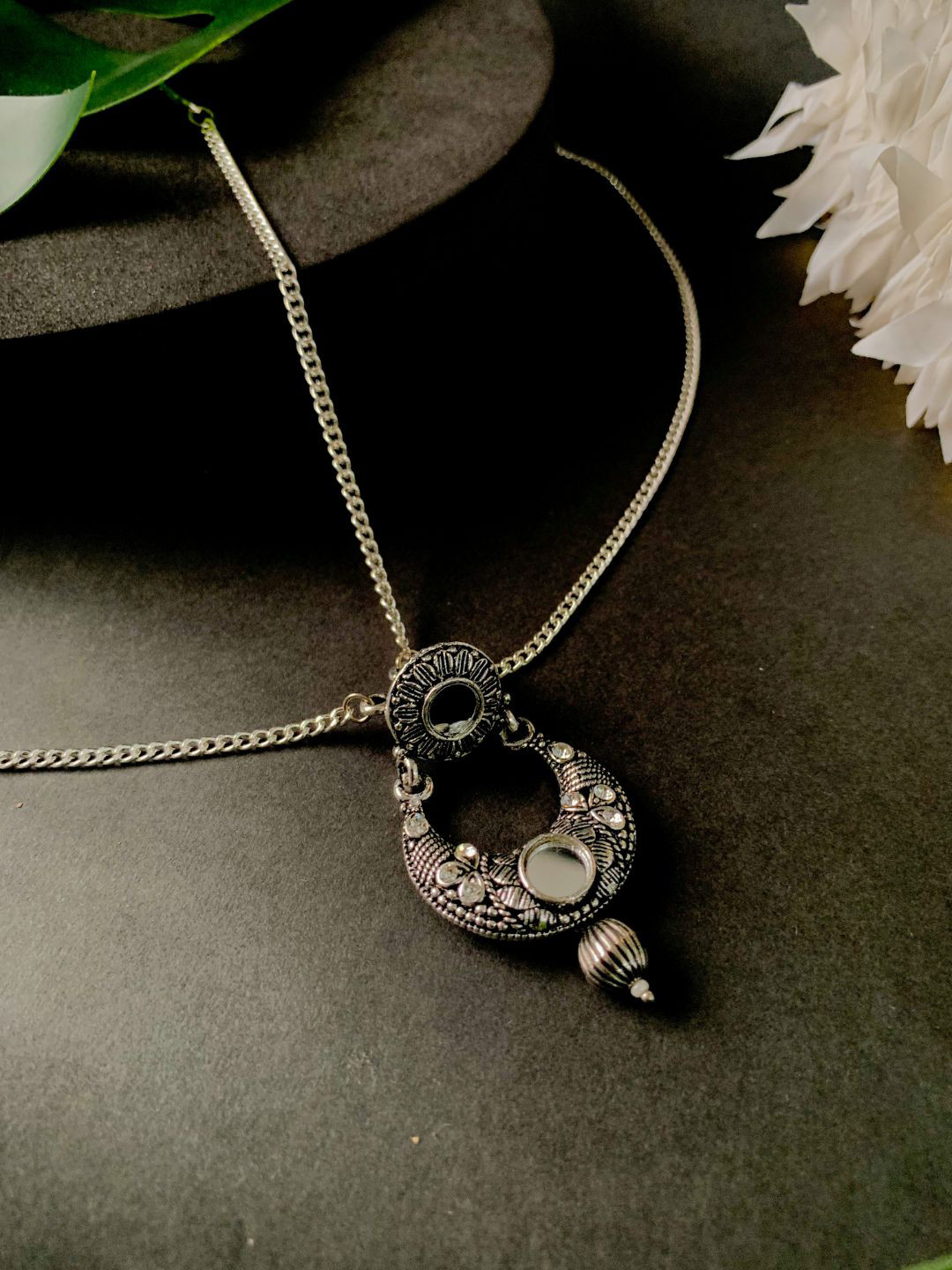 I Jewels Oxidised Silver-Plated Mathapatti With Ghungroo