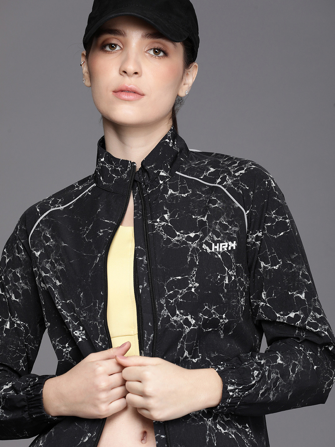 HRX by Hrithik Roshan Women Abstract Printed Rapid-Dry Running Sporty Jacket