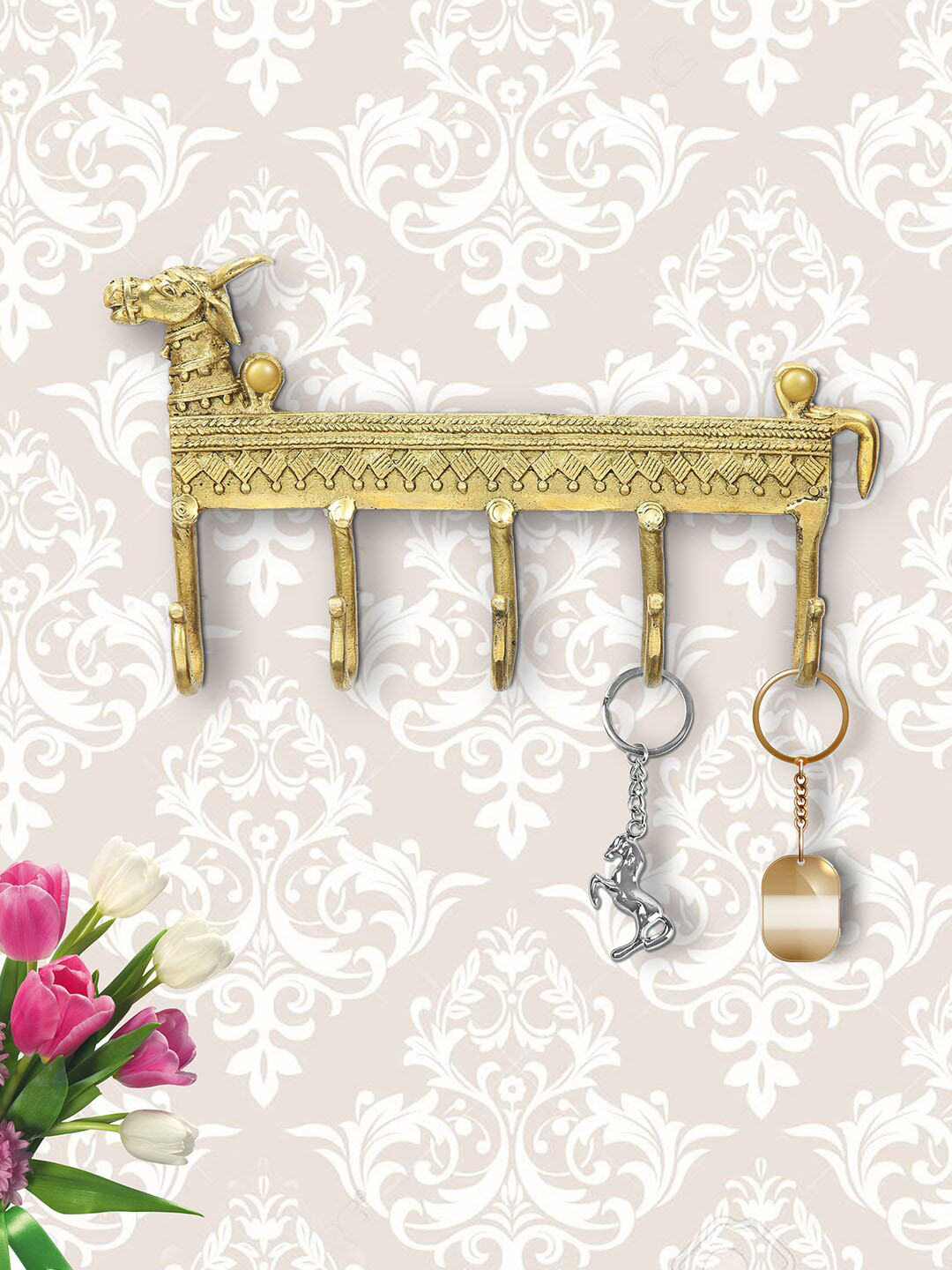 Imli Street Gold-Toned Nandi Design Wall Decor Key Holder