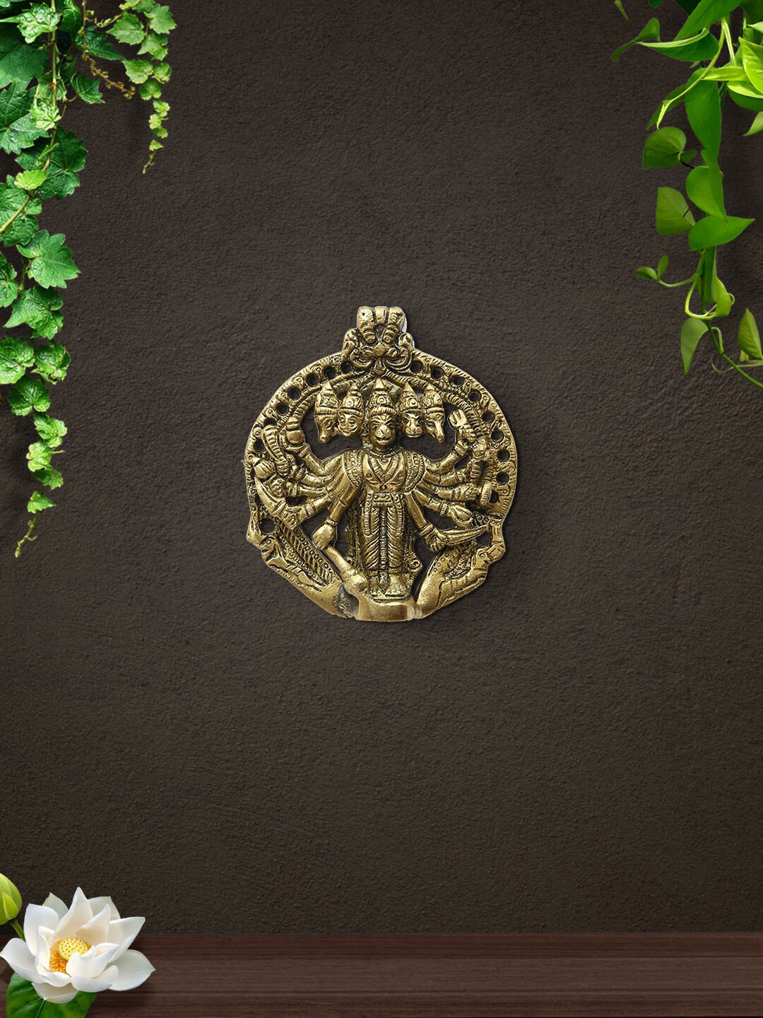 Imli Street Hanuman Brass Ethnic Motifs Antique Hanging Hall Spiritual Wall Decor-4.1In
