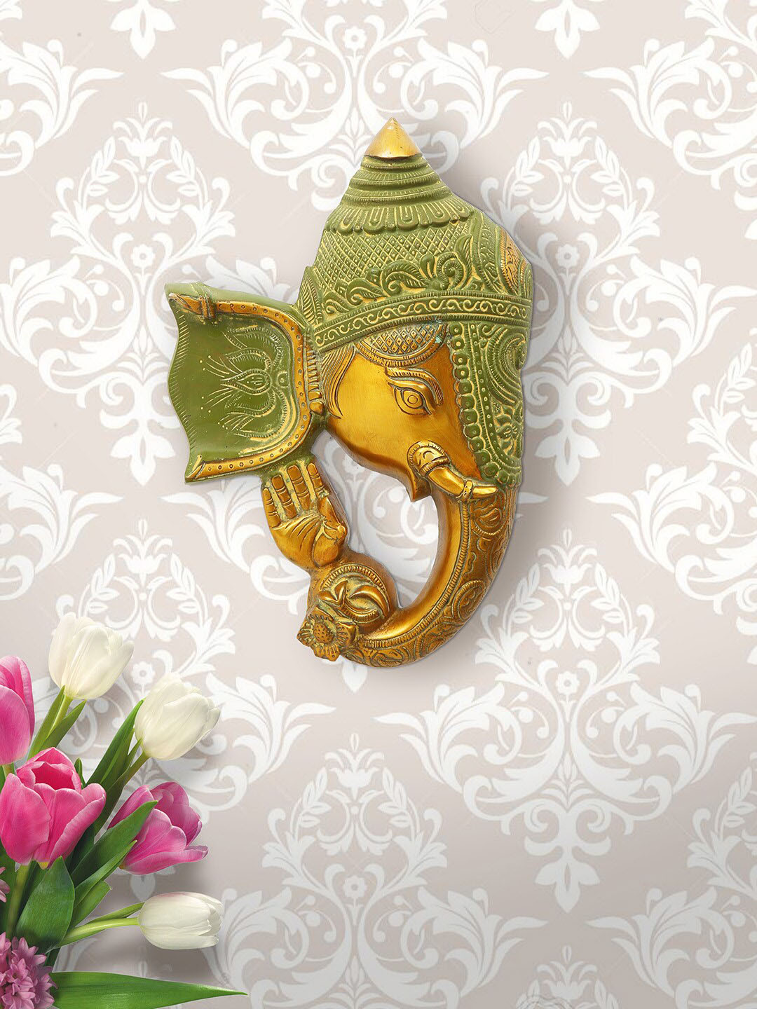 Imli Street Green & Yellow Lord Ganesh Wall Hanging Plate