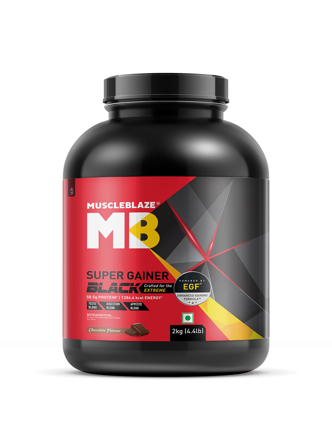 MuscleBlaze Super Gainer Black Powder with Enhanced Gaining Formula 2 Kg - Chocolate