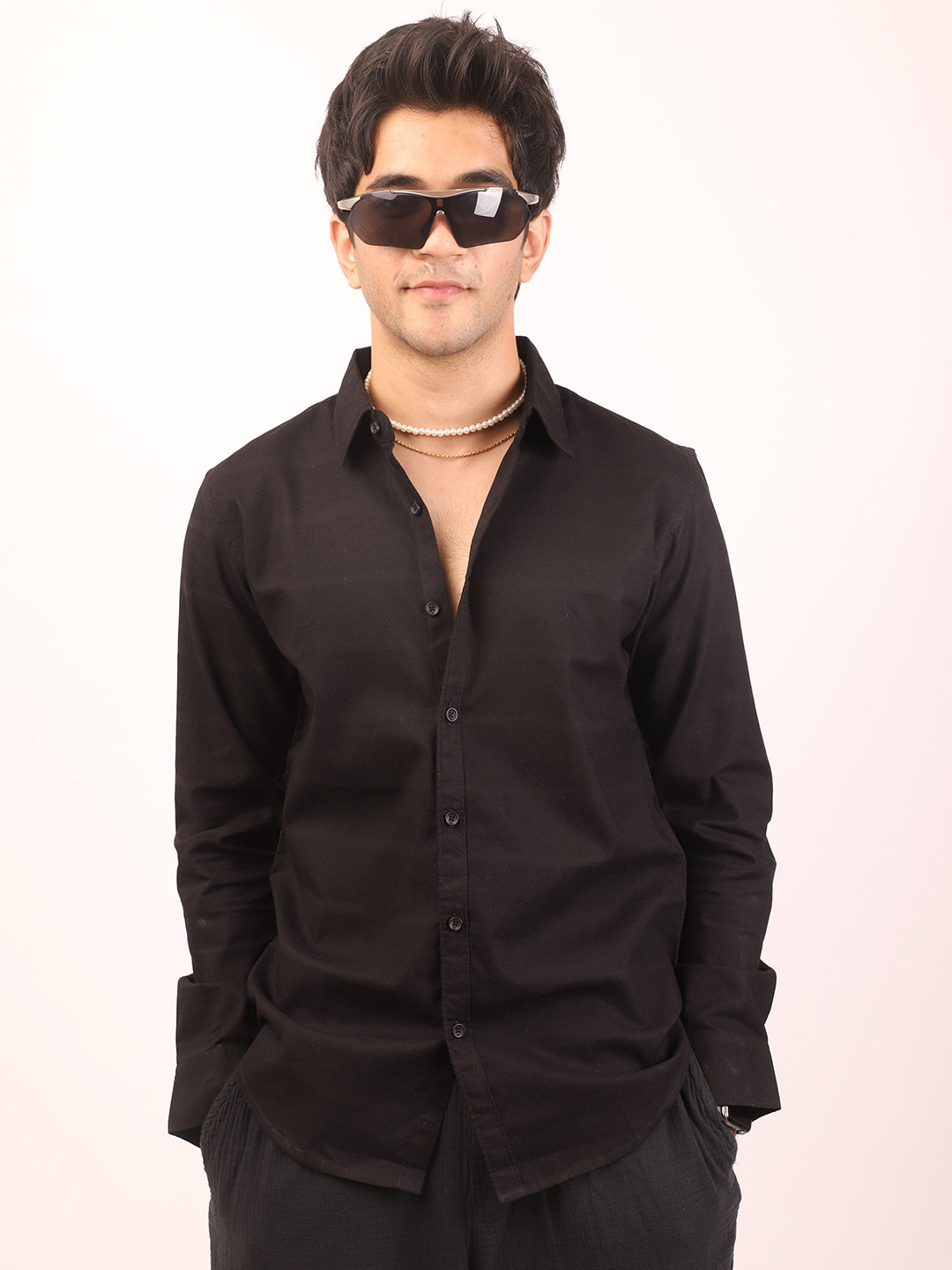 DEZANO Modern Regular Fit Spread Collar Long Sleeve Casual Shirt